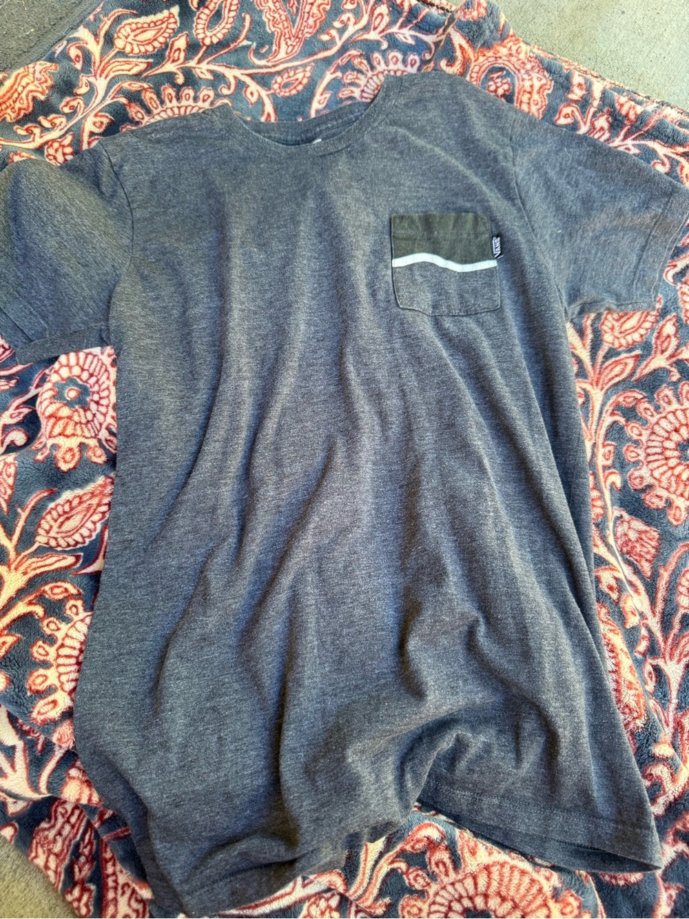 Vans Men's Heather Charcoal Pocket Tee with Contrast Stripe